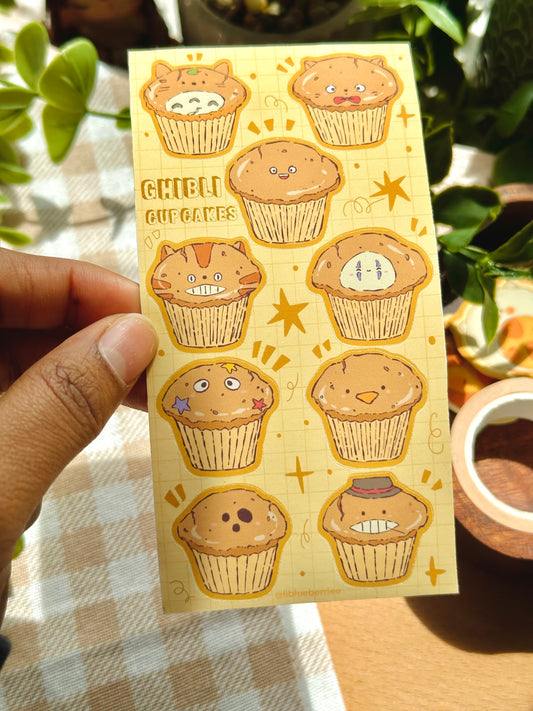 ghibli cupcakes sticker sheet