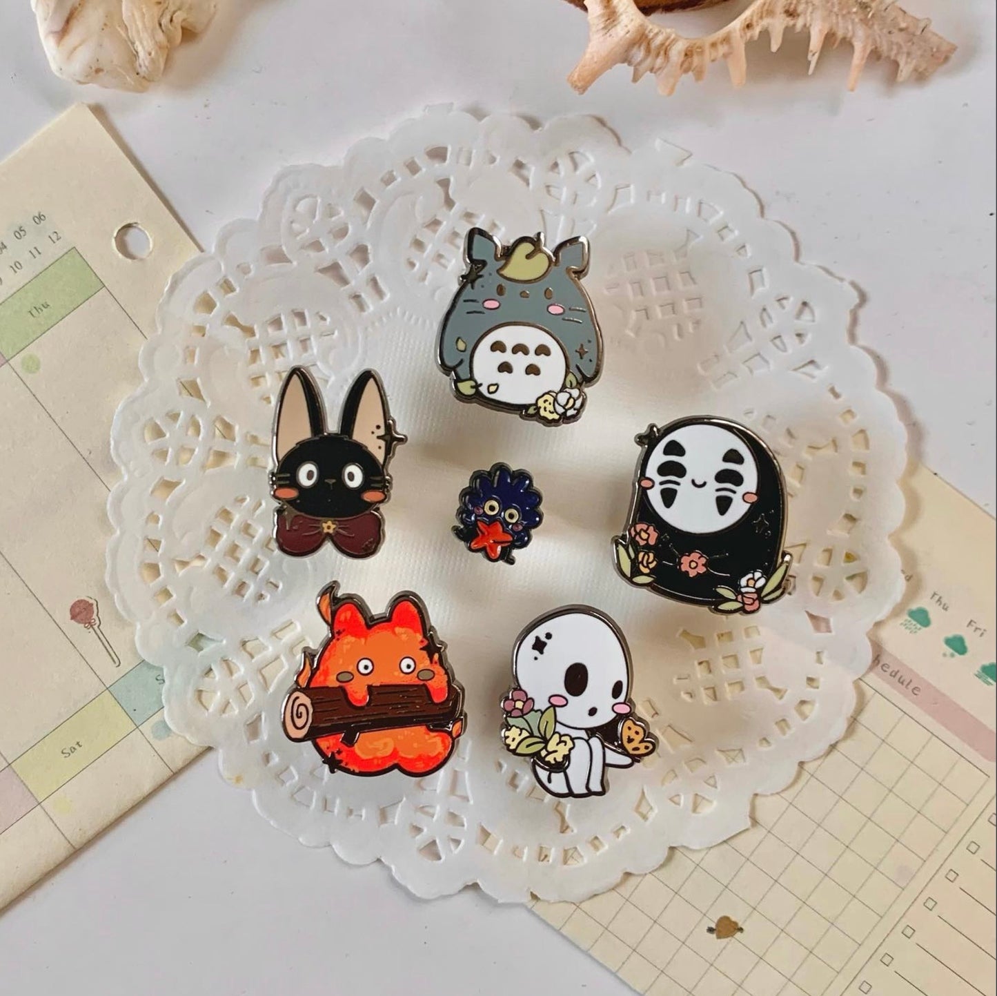 ghibli spring enamel pins